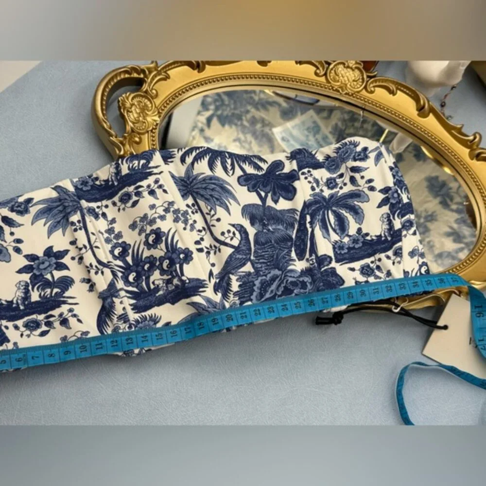 🆕 STAUD 🧿 NWT Blue Toile Bikini Set, Mala Top & Corsage Bottom - Sz L - Blue - Picture 16 of 16